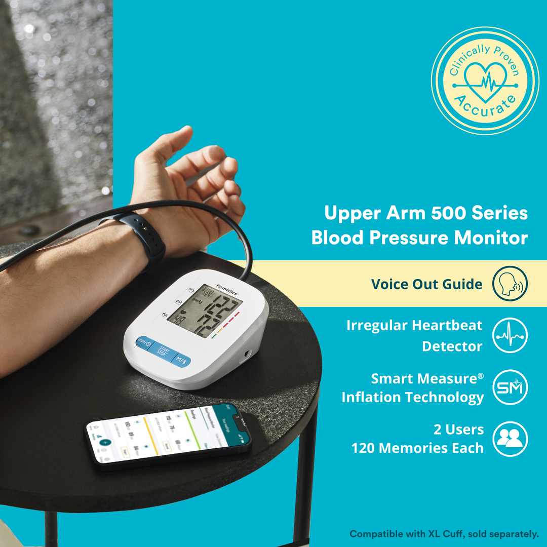 Homedics® Upper Arm 500 Series Blood Pressure Monitor, Voice Out Guide, Easy Operation, Accurate Results has many features that help the user measure with confidence