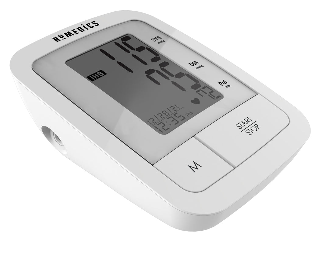 Angled view of the Homedics Automatic Arm Blood Pressure Monitor