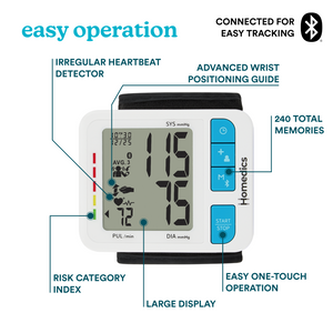 Homedics® Wrist Cuff 700 Series Blood Pressure Monitor, One-Touch Operation, Accurate Results is easy to operate