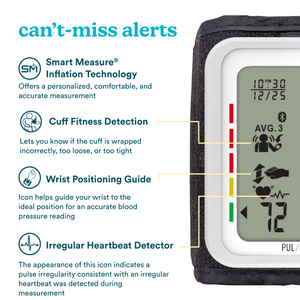 Homedics® Wrist Cuff 700 Series Blood Pressure Monitor, One-Touch Operation, Accurate Results has can't-miss alerts