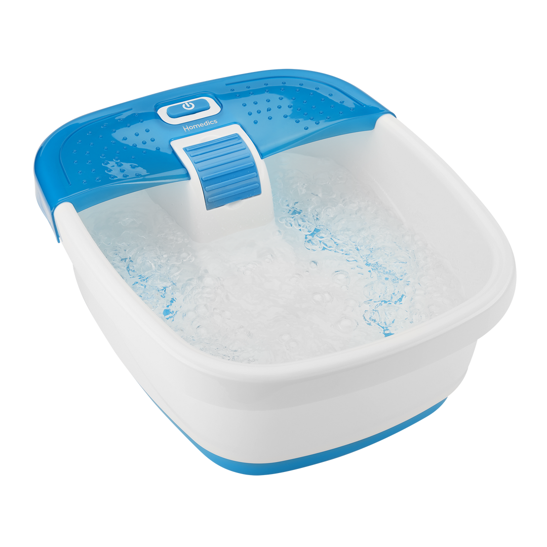 Top-down view of the Homedics Bubble Bliss Deluxe Footspa - Powered on
