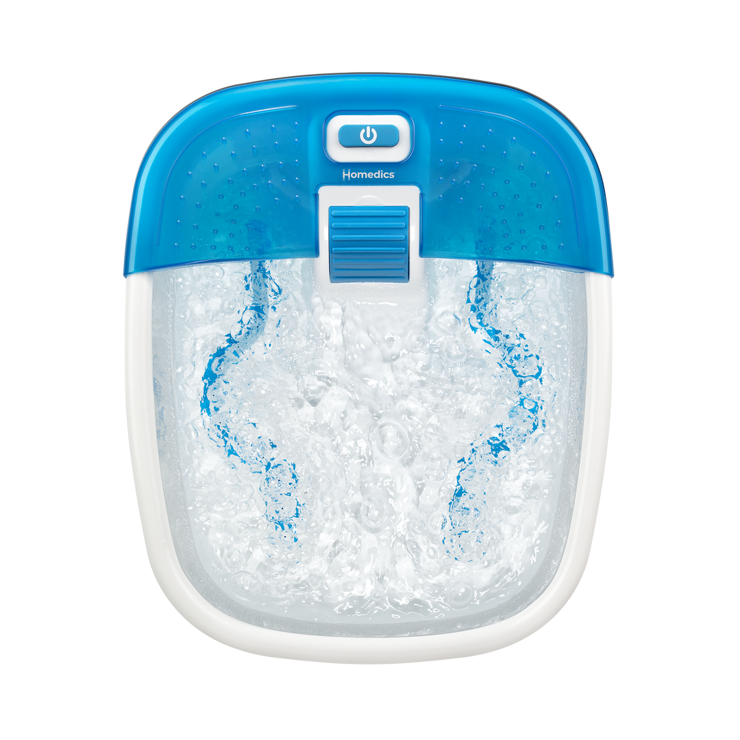 Top-down view of the Homedics Bubble Bliss Deluxe Footspa - Powered on