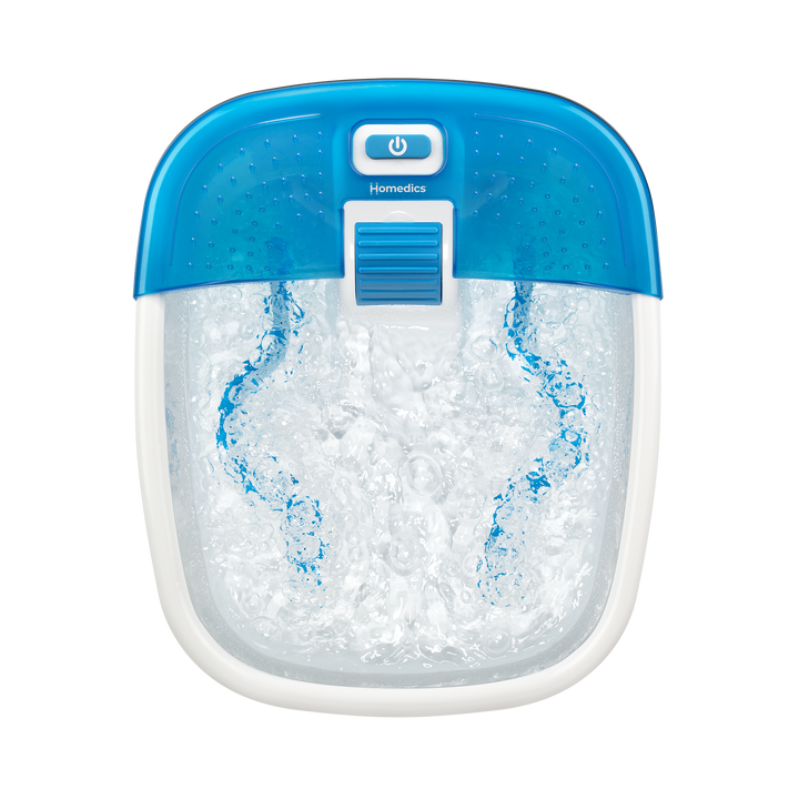 Top-down view of the Homedics Bubble Bliss Deluxe Footspa - Powered on