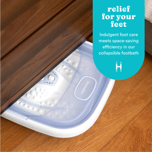 Image Shows Homedics® Smart Space Essential Footbath relief for your feet
Indulgent foot care meets space-saving efficiency in our collapsible footbath