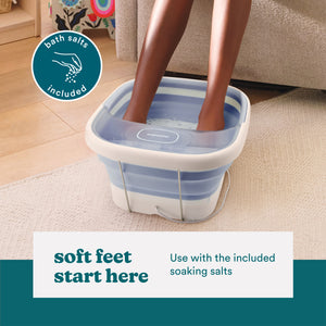Image Shows Homedics® Smart Space Essential Footbath soft feet start here
Use with the included soaking salts