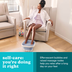 Image Shows Homedics® Smart Space Essential Footbath Effervescent bubbles and raised massage nodes help you relax after a long day on your feet