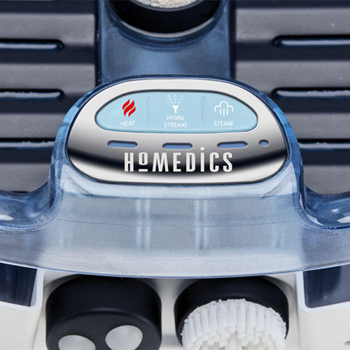 Close-up view of the controls on the Homedics 2-in-1 Sauna and Footbath with Heat Boost Power