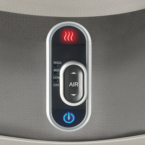 Close-up view of controls & modes in Homedics® Shiatsu Air Max Foot Massager: High, Med, Low, Off
