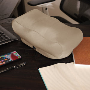 Homedics Comfy Footrest Massager sitting on wooden desk