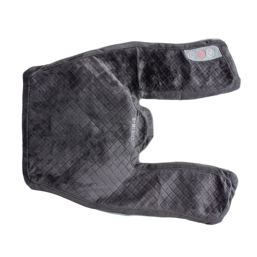 Homedics Thera-P Heated Neck and Shoulder Massager lays flat and offers flexibility to contour to your body