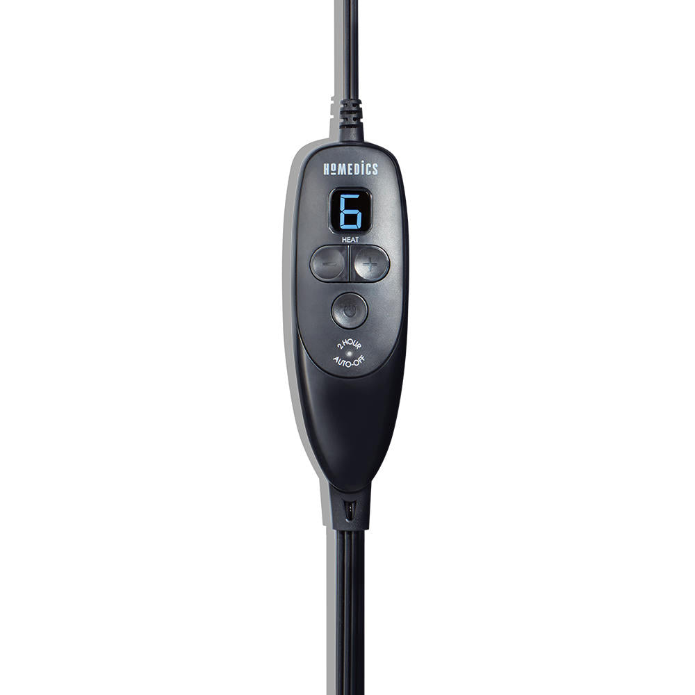 Zoomed In view of the Digital LCD controller for the Homedics Contouring Back Support with Soothing Heat