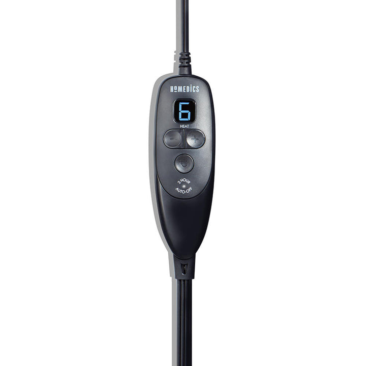 Zoomed In view of the Digital LCD controller for the Homedics Contouring Back Support with Soothing Heat