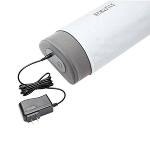 Angled view of the Homedics Lumbar Pillow with Soothing Heat with detachable AC adapter