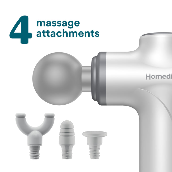 Image shows Homedics Essential Percussion Massager 4 massage attachments