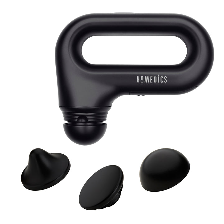 Top down view of the Homedics Portable Full-Body Vibration Massager with attachments