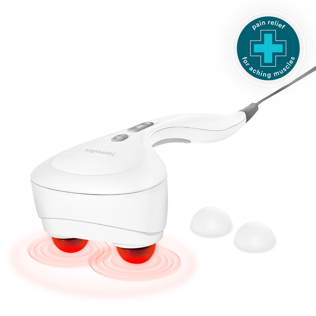 Homedics® Duo Percussion Body Massager with Heat can be packed in a suitcase to provide relief while traveling