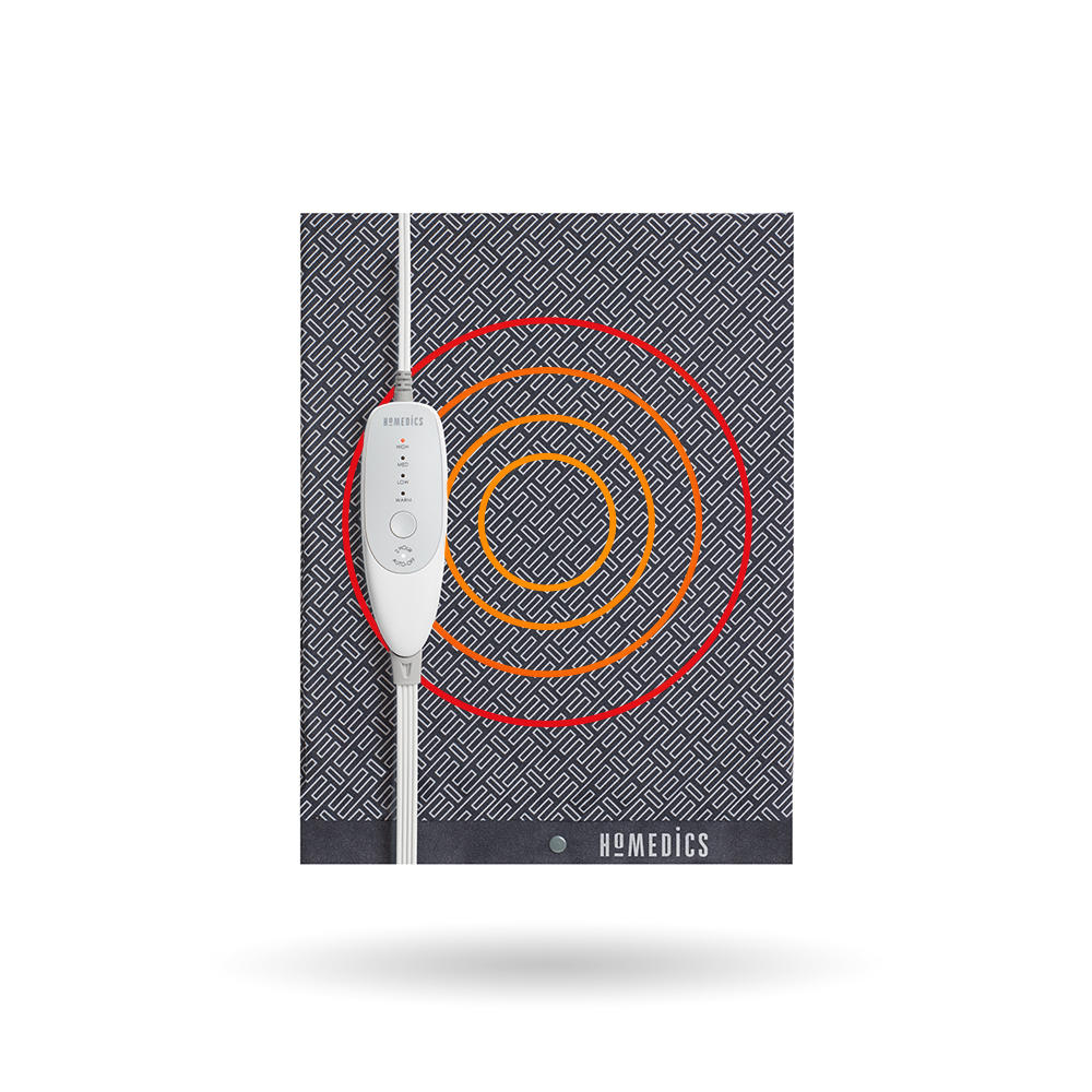 Top-down view of the Homedics 12" x 15" Heating Pad with Removable Cover with analog controller