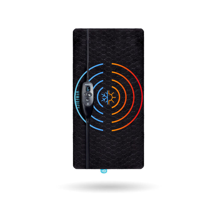 Top-down view of the Homedics 12" x 24" Weighted Gel Heating Pad with graphics for heating and cooling effect