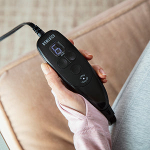 Close-up view of the digital LCD controller for the Homedics Women’s Health Abdomen and Lower Back Hot & Cold Gel Therapy Belt