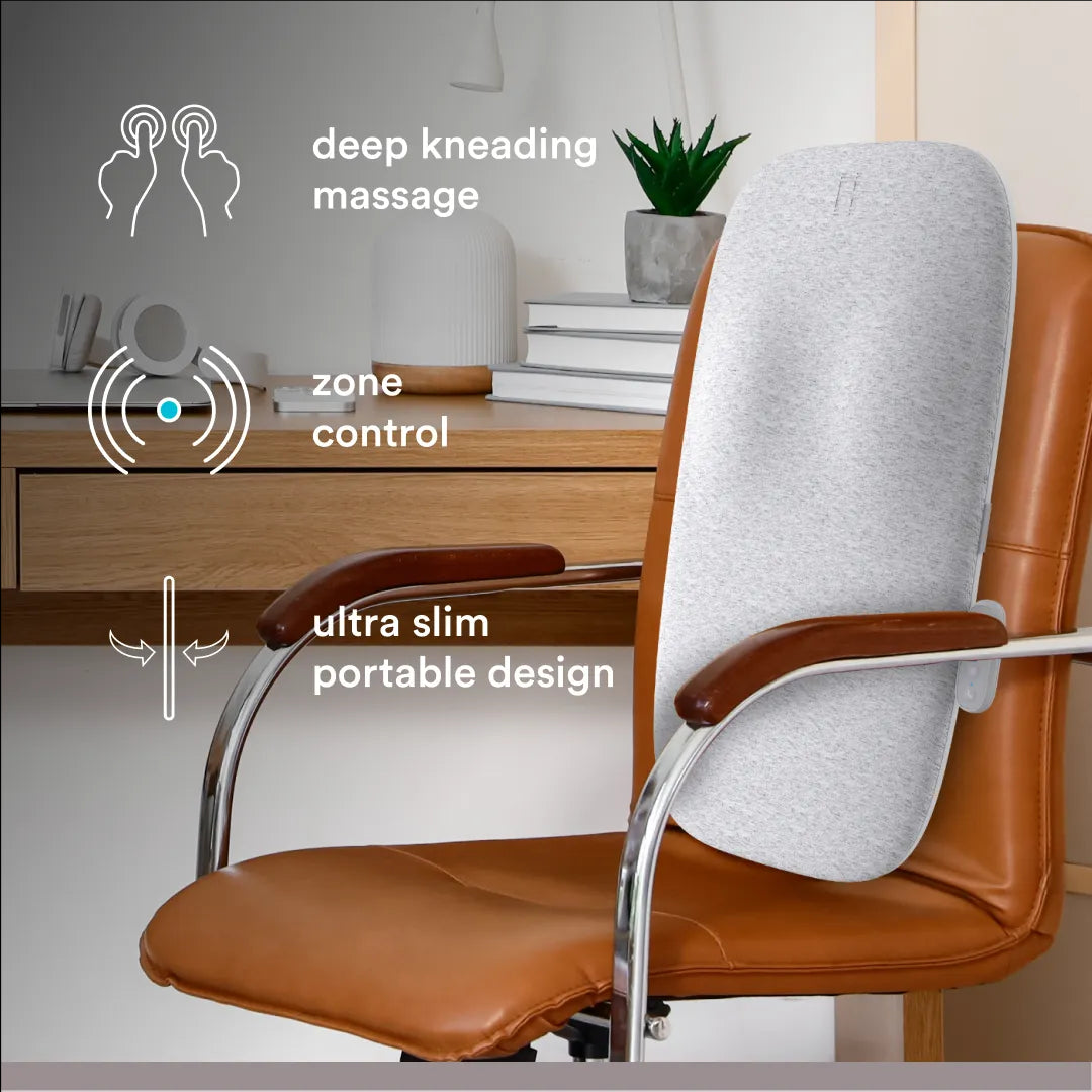 Homedics® Ultra Slim Shiatsu Massage Cushion with Heat has deep-kneading shiatsu technology and customizable zone control with ultra slim portable design