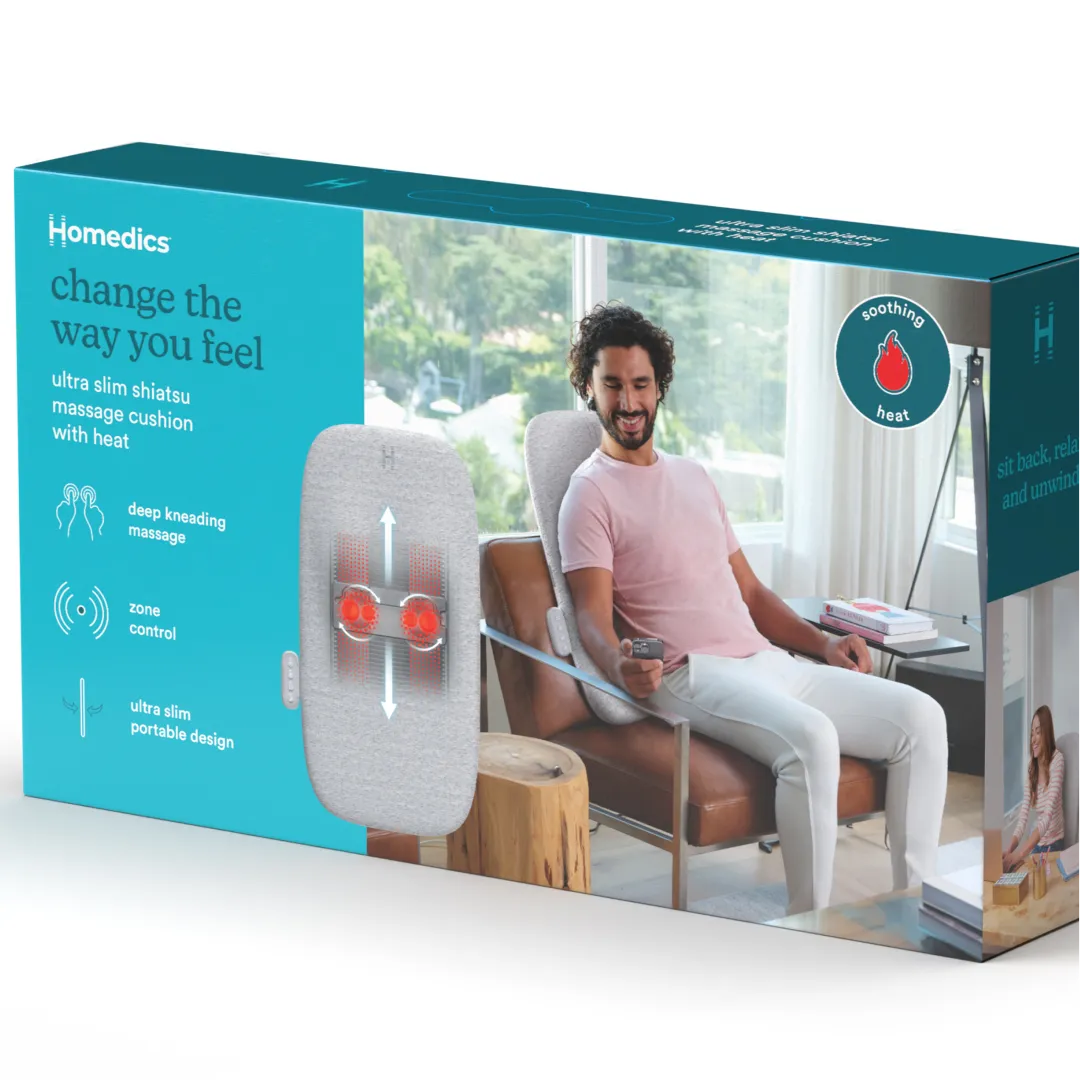 Ultra Slim Shiatsu Massage Cushion with Heat Homedics Ultra Slim Shiatsu Massage Cushion with Heat Homedics