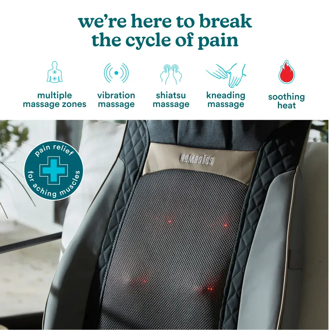 HoMedics Shiatsu Elite PRO Massage Cushion with Heat, Grey HoMedics Shiatsu Elite PRO Massage Cushion with Heat, Grey
