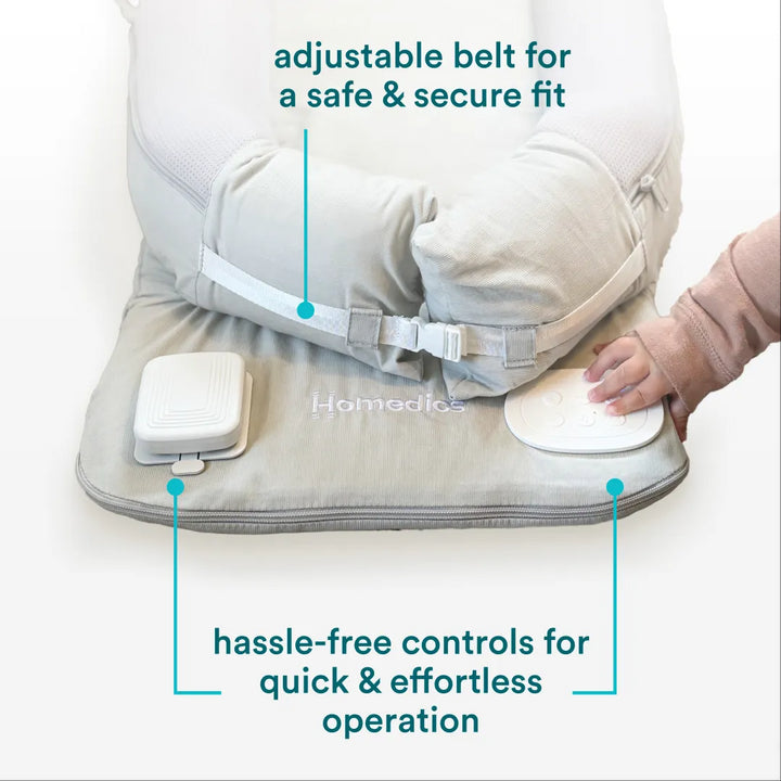 Blue | Homedics® 3-in-1 Calming Cushion in Blue color, highlighting its breathable design for safety.