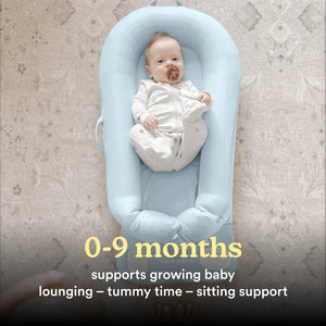 Blue | Homedics® 3-in-1 Calming Cushion in Blue, suitable for use from 0 to 9 months.