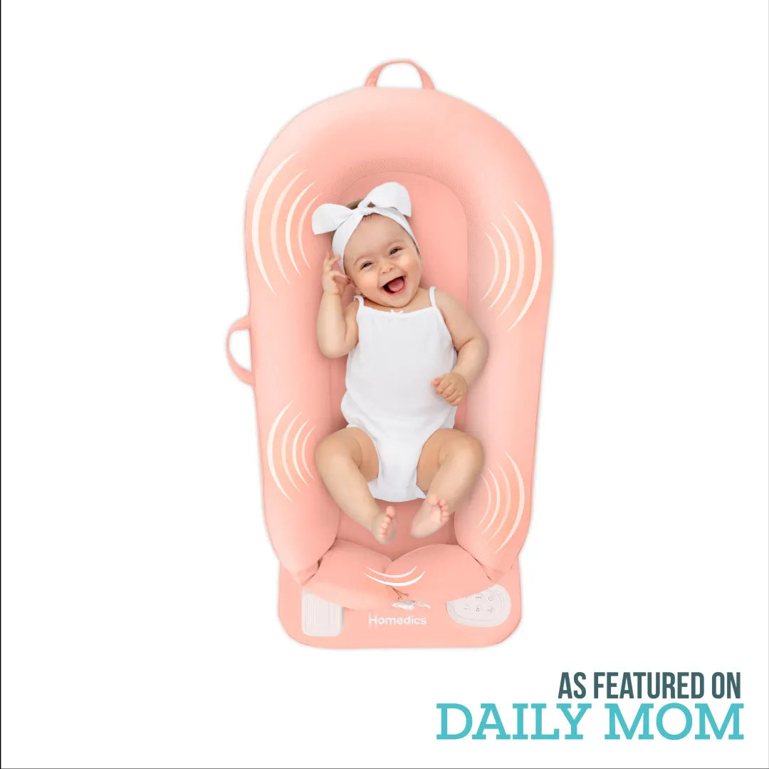 Coral | Homedics® 3-in-1 Calming Cushion in Coral color, featuring 3-in-1 functionality with soothing sounds which will make baby happy and comfortable.