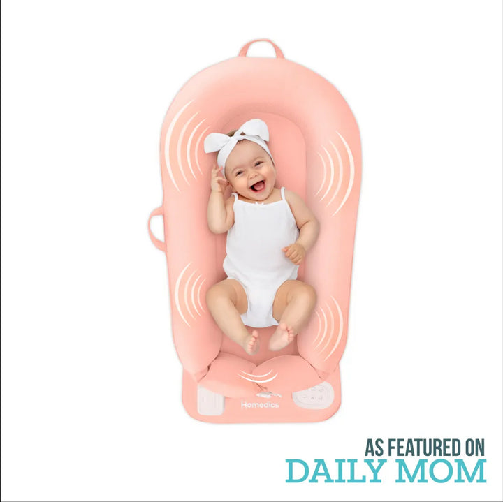 Coral | Homedics® 3-in-1 Calming Cushion in Coral color, featuring 3-in-1 functionality with soothing sounds which will make baby happy and comfortable.