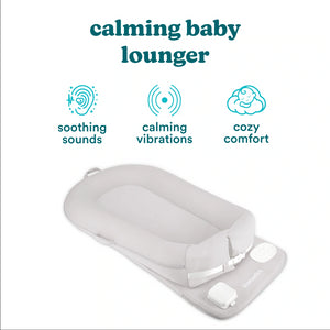 Grey | Homedics® 3-in-1 Calming Cushion in Grey color, showcasing features of soothing sounds, calming vibrations, and cozy comfort.