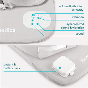 Grey | Homedics® 3-in-1 Calming Cushion in Grey color, featuring soothing sounds and calming vibrations.