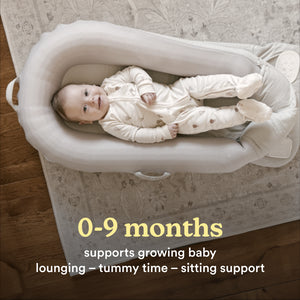 Grey | Homedics® 3-in-1 Calming Cushion in Grey, suitable for use from 0 to 9 months.