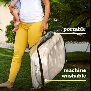 Beige | Homedics® 3-in-1 Calming Cushion in Beige, showcasing its portability and machine washable feature.