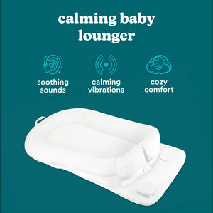 White | Homedics® 3-in-1 Calming Cushion in White color, showcasing features of soothing sounds, calming vibrations, and cozy comfort.