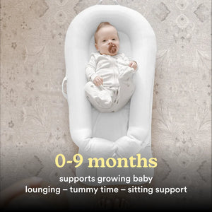 White | Homedics® 3-in-1 Calming Cushion in White, suitable for use from 0 to 9 months.