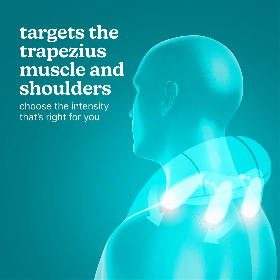 Homedics Deep Kneading Neck & Shoulder Massager with Heat targets the Trapezius muscle and shoulders