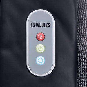Close-up of the controller on the Homedics Shiatsu Neck and Body Massager with Heat