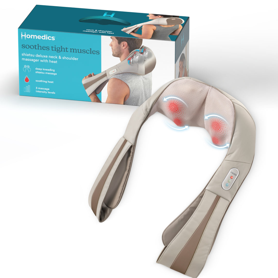 Quad Action Shiatsu Kneading Neck & Shoulder Massager with Heat - Homedics Quad Action Shiatsu Kneading Neck & Shoulder Massager with Heat - Homedics