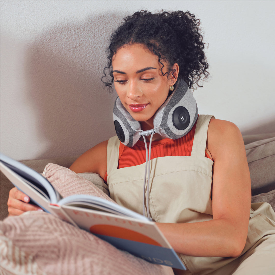 Image shows Homedics® Deep Rhythmic Neck Massager applied to neck