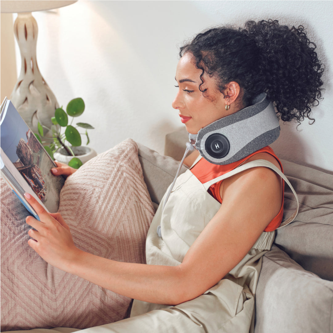 Image shows Homedics® Deep Rhythmic Neck Massager applied to neck