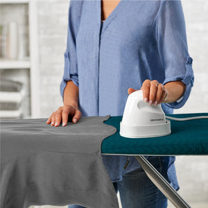 White | Homedics® PerfectSteam 2-in-1 Garment Steamer & Iron used for ironing clothes