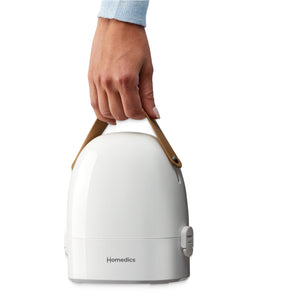 White | image shows portability of Homedics® PerfectSteam 2-in-1 Garment Steamer & Iron