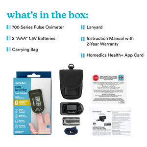 Homedics® 700 Series Pulse Oximeter comes with a carrying bag and more