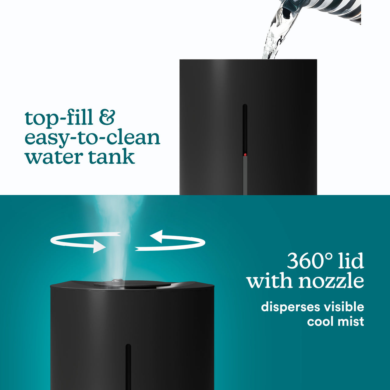 加湿器 Cool Mist Ultrasonic Humidifier AquaOasis Cool Mist Humidifier, 2.2L Tank, Quiet Ultrasonic