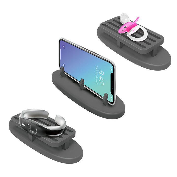 Grey | 3D rendering of the grey Homedics UV CLEAN Portable Sanitizer Bag with watch, pacifier, and phone