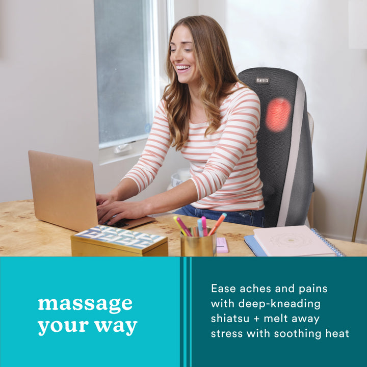 massage your way,Ease aches and pains with deep-kneading shiatsu + melt away stress with soothing heat