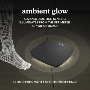 Black | ambient glow, ADVANCED MOTION SENSING ILLUMINATES FROM THE PERIMETER AS YOU APPROACH