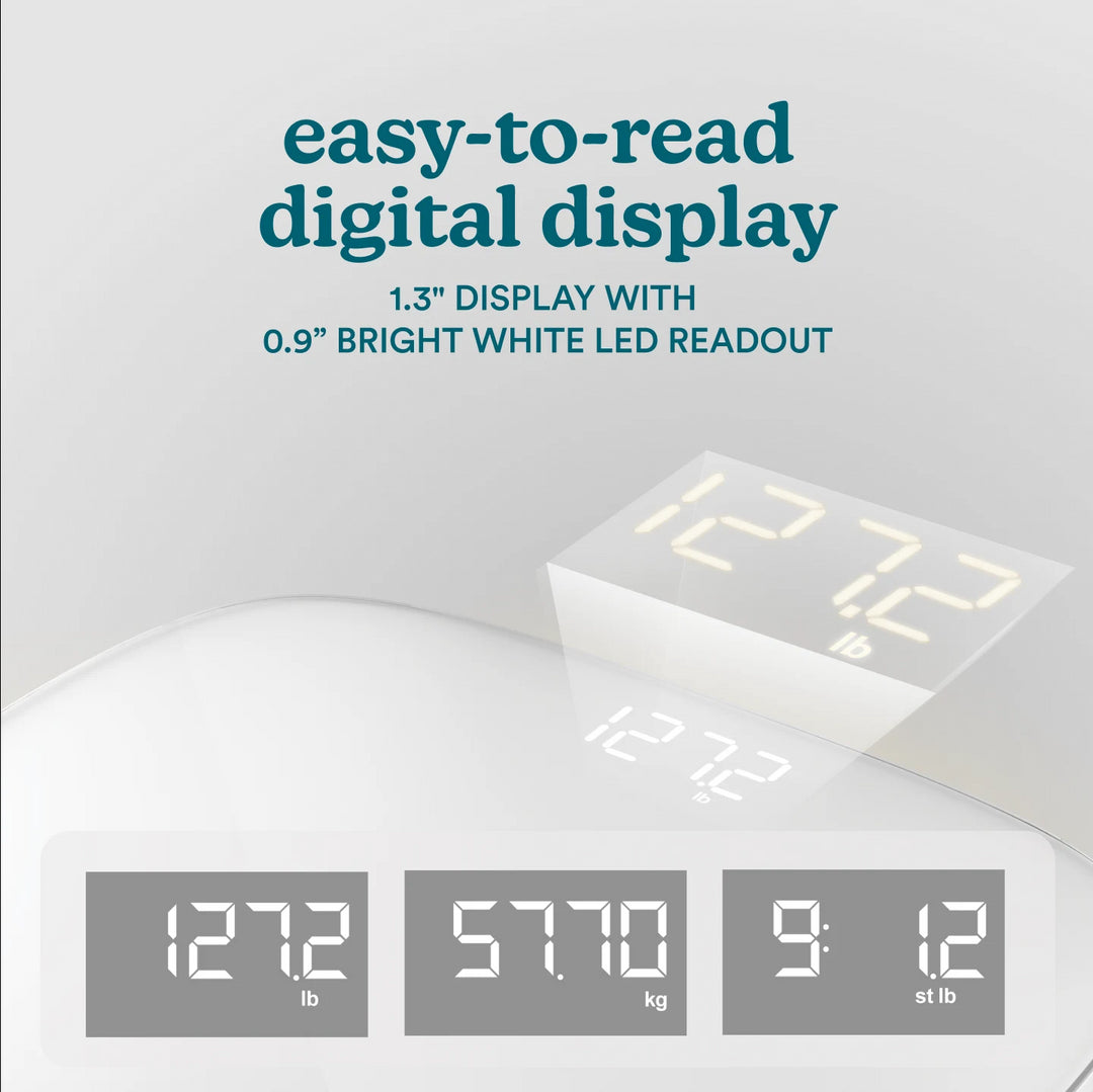 White | easy-to-read digital display
1.3" DISPLAY WITH
0.9" BRIGHT WHITE LED READOUT