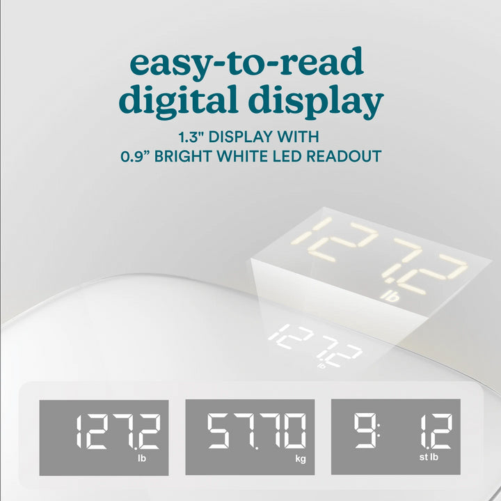 White | easy-to-read digital display
1.3" DISPLAY WITH
0.9" BRIGHT WHITE LED READOUT